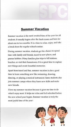 Essay on Summer Vacation for Students | Easy English Writing🚀