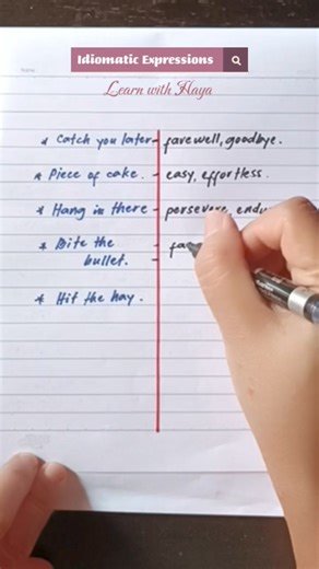 7.3K views · 74 reactions | Idiomatic Expressions and their meaning #vocabulary #idioms #learnenglish #englishwords #reelsvideoシ #reels #reelsfb #colloquial | Learn with Haya | Facebook