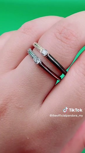 Sparkle with Pandora ME Pavé & Black/Red Dual Ring