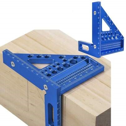Aluminum Alloy Square Protractor, Woodworking Oblique Triangle Ruler And Angle Marking Device, 45/90 Degree Precision Industrial Measuring Tool, 3D Multi Angle Measuring Ruler, Metric System, Angle Marking Device With Positioning Pin, Suitable For Engineers And Carpenters | SHEIN