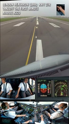 London (LHR) | Airbus A320 | Takeoff runway 27R | The first minute | pilots + cockpit views #shorts