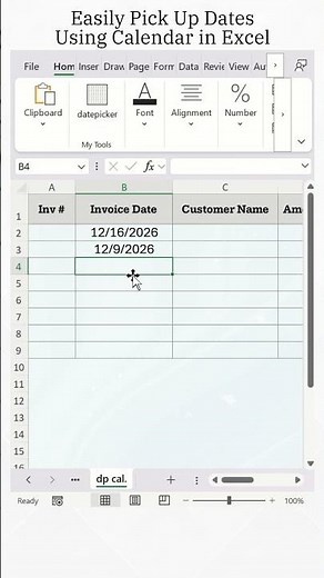 Pick Up Date Using Calendar in Excel