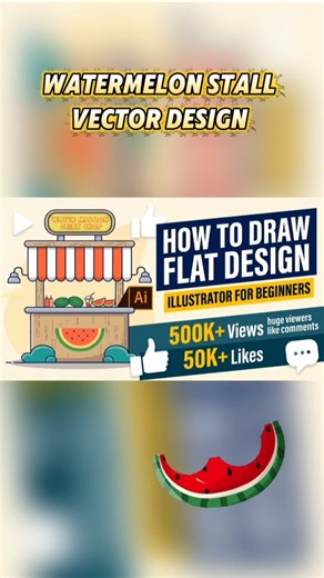 How to Draw a Flat Design Watermelon Stall in Adobe Illustrator (Beginner Tutorial)