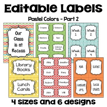 Editable Classroom Labels for Folders, Supplies, Name Tags, Cubbies, and Centers