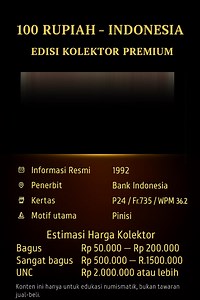 📜 Koleksi Numismatik Indonesia Tahukah kamu? 💡 Uang kertas Rp100 tahun 1992 bergambar Kapal Pinisi ini merupakan salah satu edisi bersejarah dari Bank Indonesia. Pinisi sendiri adalah kapal tradisional khas Bugis-Makassar yang sudah mendunia 🌊⛵. Kini uang kertas ini menjadi bagian dari edukasi numismatik dan sejarah mata uang Indonesia. Semakin langka, semakin tinggi nilai kolektornya ✨. 👉 Konten ini hanya untuk edukasi, bukan tawaran jual-beli. #UangKuno #Numismatik #UangIndonesia #KoleksiU