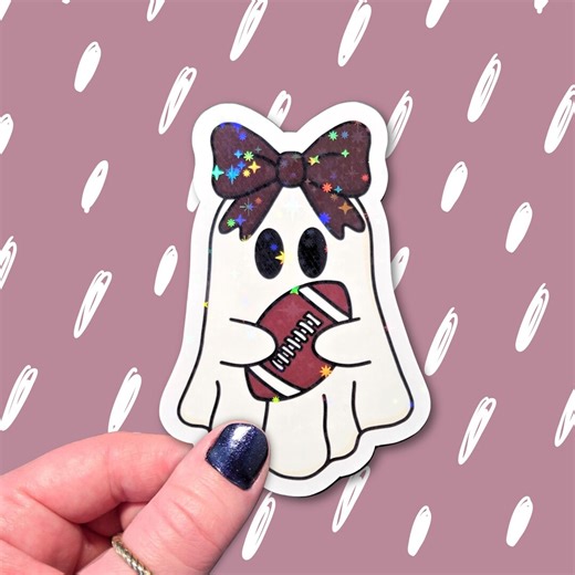 Coquette Ghost Football Sticker, Holographic Vinyl Sticker for Notebooks, Water Bottles, Laptops, and Tablet and Kindle Covers - Etsy