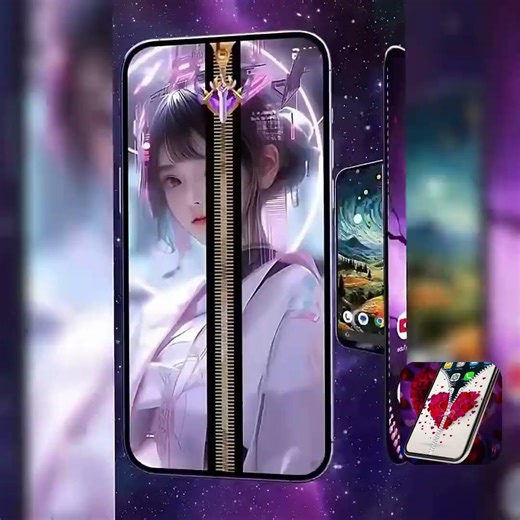 Rose Heart Lock Screen Zipper