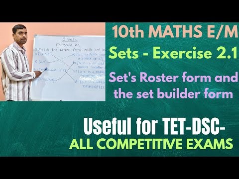 10th Maths Sets - Exercise 2.1 Set's Roster form and the set builder form