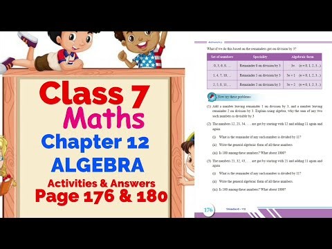 Class 7 Maths | Chapter 12 - ALGEBRA | Page 176 & 180 Activities & Answers