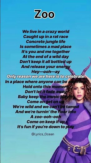 Shakira ~ Zoo #lyrics #zootopia2 #shakira #zoo #song #trending #englishsongs #viral #shorts #fyp