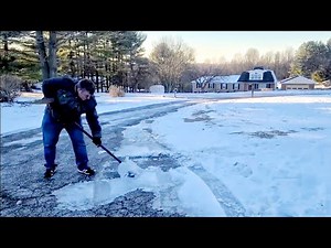 Using Ice Scraper To Remove Thick Compacted Ice & Snow From Driveway No Salt Needed Ice Tool Removal