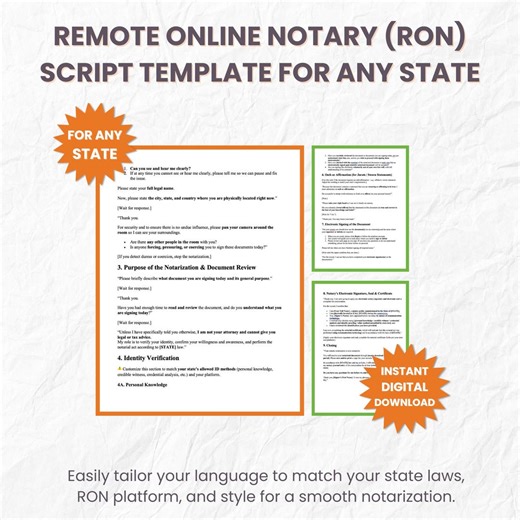 Remote Online Notarization Script PDF, Any-state RON Sample Script + Bonus Av/website Checklist, Digital Download for Notaries - Etsy