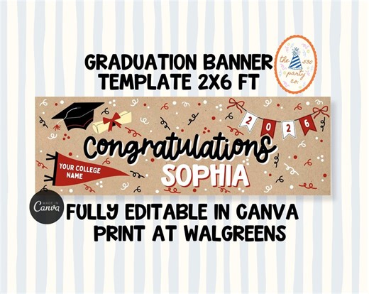 Editable Graduation Banner Template – DIY Hand Painted Party Decor (digital Download) - College Bound, 2x6ft - Etsy