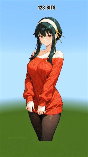 Yor Forger Pixel Art Evolution in Minecraft | Spy × Family | 1/8 Bits to 128 Bits 🌹🔥