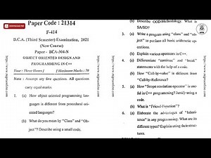 BCA 3RD SEM OBJECT ORIENTED DESIGN AND PROGRAMMING IN CPP 2021 | MJPRU
