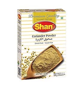 Shan Coriander Powder 3.52 oz (100g) - No Preservative and Artificial Food Colour - Authentic and Pure Spices - Halal and Suitable for Vegetarians - Airtight Aluminum Pouch