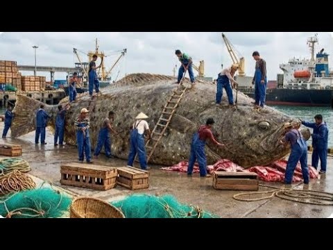 Processing GIANT 2 TON Flounder — Fishermen Harvest & Process This Massive Fish
