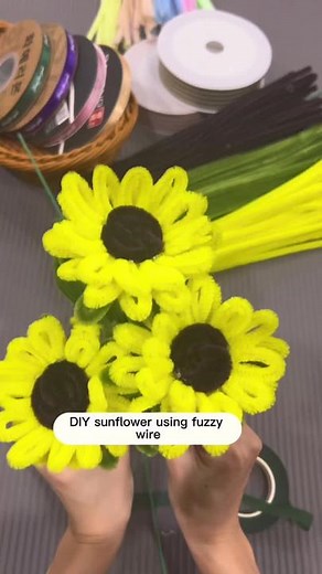 DIY Sunflower Tutorial with Fuzzy Wire | Bouquet Making Guide