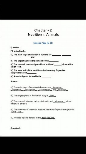 class 7th science chapter 2 Nutrition in Animals ncert question answer-Nutrition in Animals solution