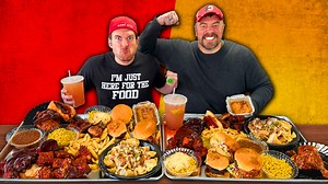 I took on the ULTIMATE BBQ Challenge alongside professional eater Randy Santel! This insane BBQ challenge had everything — ribs, nachos, hot links, wings, and more! BIG KEN'S Bar-B-Q in Eastpointe, Michigan, offers the Supersized Detroit Style BBQ Full Menu Platter Challenge! They recently made this challenge even BIGGER by adding new menu items, making this version completely undefeated. It's a massive feast that includes half a rack of #BBQ ribs, chicken wings, pulled pork nachos, smoked beef 