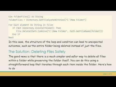 Delete Files in a Folder Using VB.NET Without Deleting the Folder