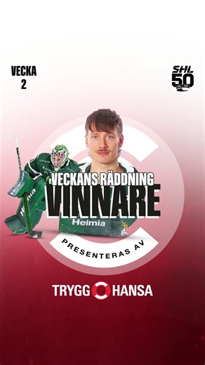 Svenska Hockeyligan on Instagram: "🥵 Puh, svettig räddning – och en magisk plock! Ni har röstat fram Emil Larmi (@farjestad_bk) som vinnare i Veckans Räddning."