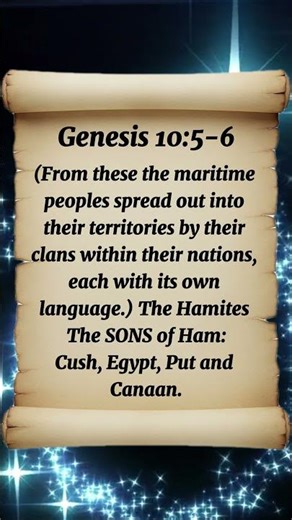 Genesis 10:5-6 The Hamites The SONS of Ham:Cush, Egypt, Put and Canaan.