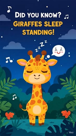 Did You Know? Giraffes Sleep Standing! 🦒😲 | Animal Facts Shorts