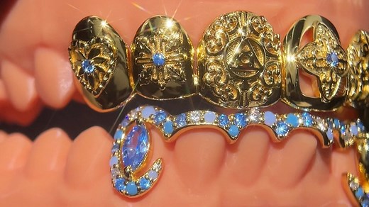 客订分享 | 925银 马眼钻 黄金色印花雕刻 蓝色马眼钻波浪牙套