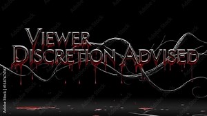 Horror Viewer Discretion Advisory with Dripping Blood and Dark Metallic Font