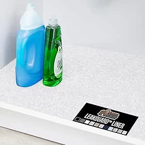 GORILLA GRIP LeakGuard Non-Adhesive Under Sink Mat for Kitchen Cabinet, Waterproof Quick Dry Shelf Liner, Durable Absorbent Felt Mats for Bathroom Sinks, Cabinets, Dresser, Easy to Trim, 24x30 White