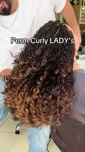 Perm curly on long thick colored hair