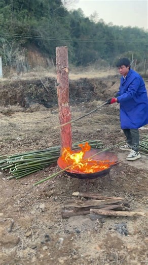 Ancient Wisdom the Full Process of Fire-Bending Bamboo.