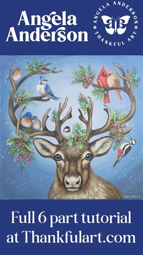 Angela Anderson on Instagram: "Our 6 part “Christmas Reindeer” Patreon exclusive tutorial series is now available on our website and our Patreon! ❄️❤️ thanks to all who followed along with this festive multi part series and be sure to subscribe on Patreon for more in depth tutorial series like this one! 🙂 https://thankfulart.com/tutorials/video/8226 #reindeers #reindeerart #christmasart #holidayart #thankfulart"
