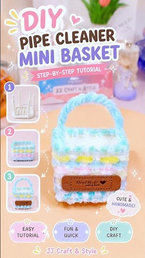 DIY Pipe Cleaner Mini Basket 🧺 | Easy & Cute Handmade Basket Tutorial #shorts #pipecleanercrafts