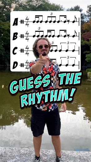 Sheldon | Drummer & Educator on Instagram: "Comment “PDF” to grab a FREE Beginner Rhythm Theory Guide! 💬🥁 Can you match this rhythm to the correct notation? Drop your answer below 👇💥 Level up your ear training, timing, and rhythm reading in just seconds! 🏆 #drumlessons #crashacademydrums #drumteacher #musictheory #musiclesson #rhythmquiz"