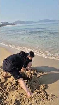 한겨울 모래성 쌓기 아동심리 100만원짜 #바다 리 프로젝트ㅎㅎ