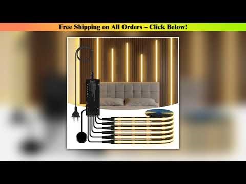 Walnut Wood Grille Acoustic Curtain Wall Panel LED Light Strip Black PCB COB Kit Touch Dimmable