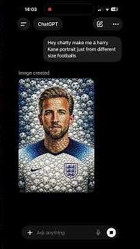 Using Chat GPT to generate a football only portrait of harry Kane