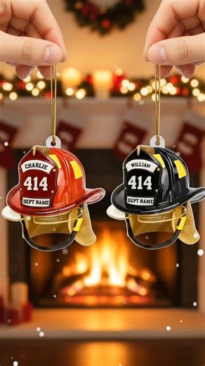 A personalized firefighter ornament that celebrates courage and pride. Add name, badge number, and department ❤️ Honor the Hero 👉 https://trendingcustom.com/1200319 Worldwide shipping! | Perfect Gifts For Loved Ones