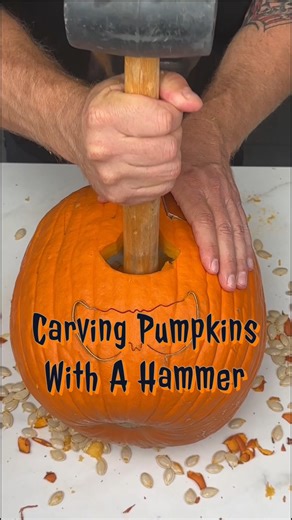 335K views · 7.4K reactions | Carving a Pumpkin With A Hammer | Drew Eats | Facebook