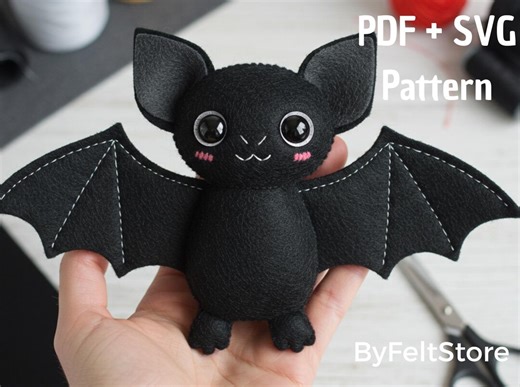 Felt Bat Sewing Pattern PDF and SVG. Fantasy Felt Toy Pattern. Soft Plush Bat Pattern. DIY Bat Craft - Etsy