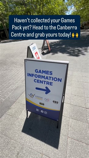 Haven’t collected your Games Pack yet? Visit the Canberra Centre to collect yours today! Find us outside David Jones on the Ground Floor at the Canberra Centre. 🕓 Opening Hours: Fri 17 Oct: 9:00 AM – 9:00 PM Sat 18 Oct: 9:00 AM – 5:30 PM Sun 19 Oct: 9:00 AM – 4:00 PM Mon 20 – Thu 23 Oct: 9:00 AM – 5:30 PM Fri 24 Oct: 9:00 AM – 5:30 PM Sat 25 Oct: 9:00 AM – 12:00 PM | Australian Masters Games