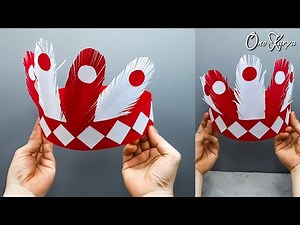 How to make an MPLS MOS hat from paper with a red and white August 17th carnival hat