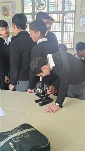 students preparing slides and observing real structures on microscope and enjoying #shortvideo