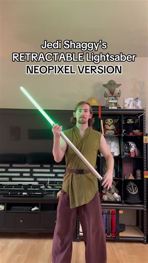 Jedi Shaggy is still perfecting the retractable lightsaber pike! #lightsaber #starwars #jedi #sith