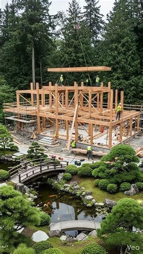 Japanese Zen House Construction Timelapse | Traditional Wooden Villa & Koi Garden Build