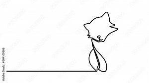 Continuous one line drawing. dog and cat logo. Black and white vector illustration3