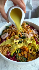 50K views · 860 reactions | This healthy vegan Roasted Vegetable Salad features a harmonious blend of curried roasted cabbage and sweet potato, protein-rich quinoa, nutrient-packed kale, and crunchy curried cashews, all tied together with a golden touch of yellow turmeric tahini dressing. #Thanksgiving #ThanksgivingRecipes #veganthanksgiving #roastedvegetables #salads #vegansalad #veganrecipes | Cooking for Peanuts | Facebook