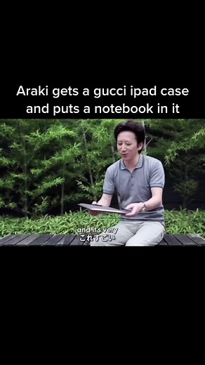 Araki Interview: Gucci iPad Case and Notebook | JJBA Fan Page